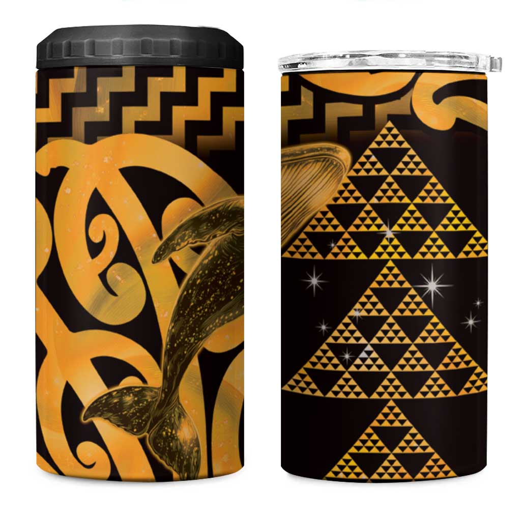 Humpback Whale Matariki New Zealand 4 in 1 Can Cooler Tumbler NZ Maori Paikea Poutama Luxury Gold LT14 One Size: 16 oz Gold - Polynesian Pride