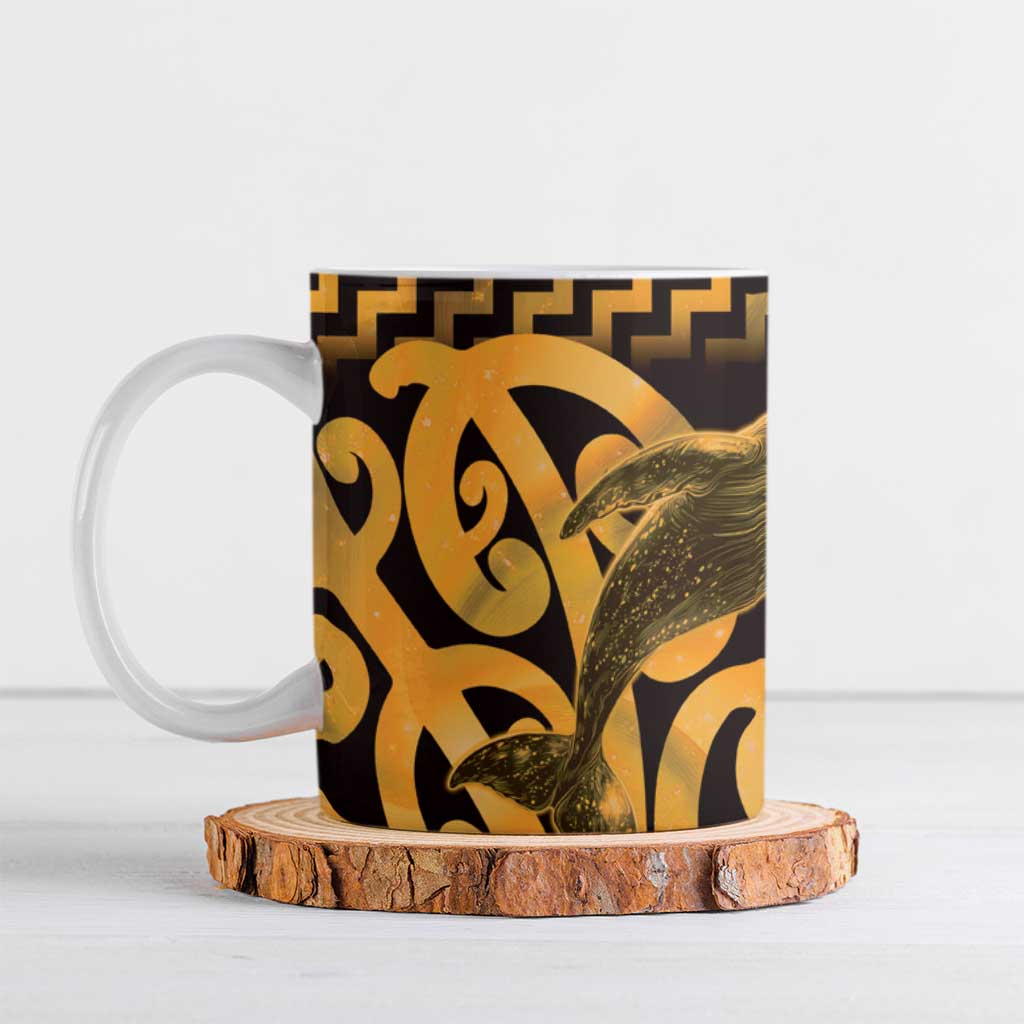 Humpback Whale Matariki New Zealand Ceramic Mug NZ Maori Paikea Poutama Luxury Gold LT14 Gold - Polynesian Pride