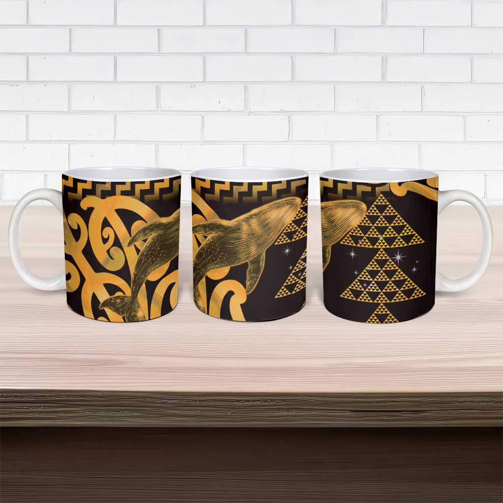 Humpback Whale Matariki New Zealand Ceramic Mug NZ Maori Paikea Poutama Luxury Gold LT14 - Polynesian Pride