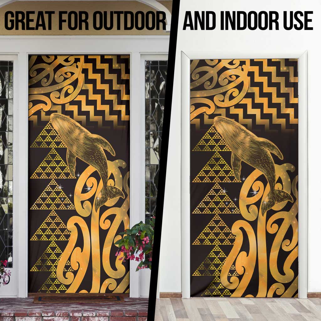 Humpback Whale Matariki New Zealand Door Cover NZ Maori Paikea Poutama Luxury Gold