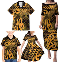 Humpback Whale Matariki New Zealand Family Matching Puletasi and Hawaiian Shirt NZ Maori Paikea Poutama Luxury Gold