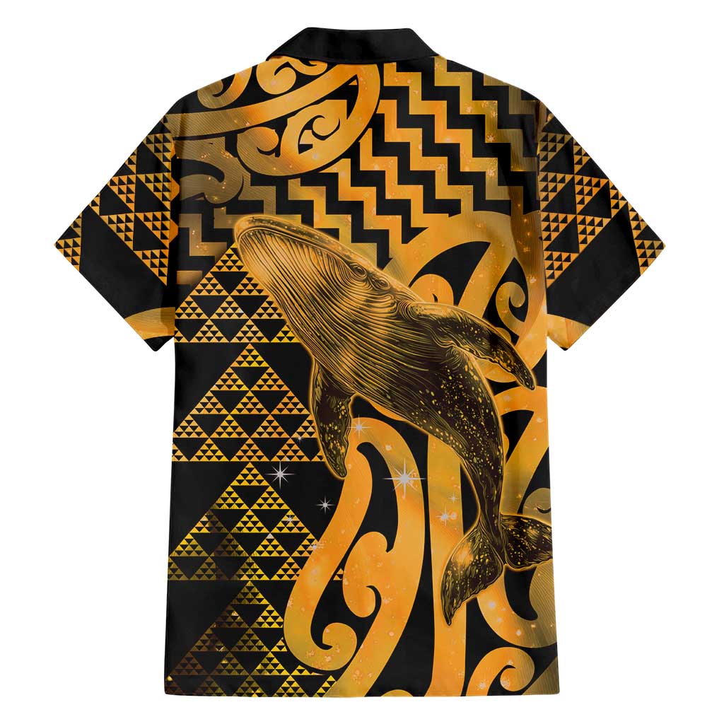 Humpback Whale Matariki New Zealand Family Matching Tank Maxi Dress and Hawaiian Shirt NZ Maori Paikea Poutama Luxury Gold LT14 - Polynesian Pride