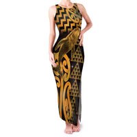 Humpback Whale Matariki New Zealand Family Matching Tank Maxi Dress and Hawaiian Shirt NZ Maori Paikea Poutama Luxury Gold LT14 Mom's Dress Gold - Polynesian Pride