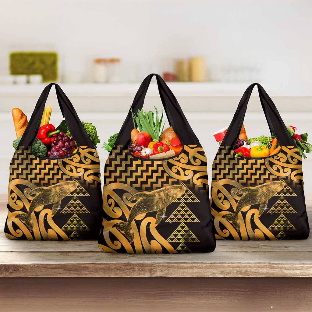 Humpback Whale Matariki New Zealand Grocery Bag NZ Maori Paikea Poutama Luxury Gold