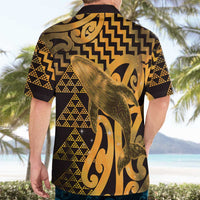 Humpback Whale Matariki New Zealand Hawaiian Shirt NZ Maori Paikea Poutama Luxury Gold