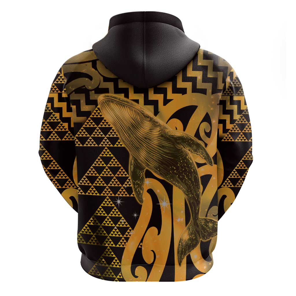 Humpback Whale Matariki New Zealand Hoodie NZ Maori Paikea Poutama Luxury Gold