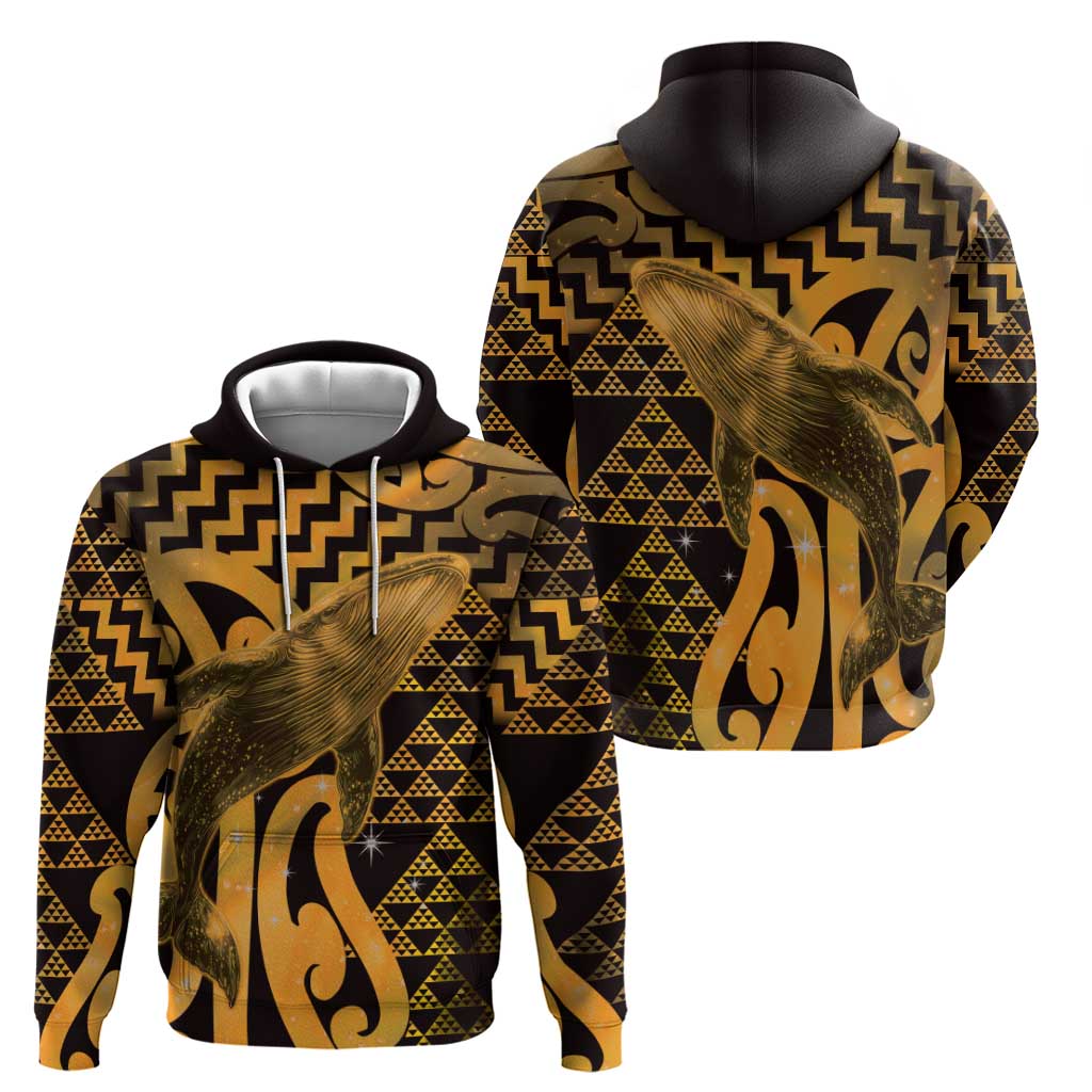 Humpback Whale Matariki New Zealand Hoodie NZ Maori Paikea Poutama Luxury Gold