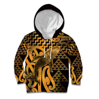 Humpback Whale Matariki New Zealand Kid Hoodie NZ Maori Paikea Poutama Luxury Gold