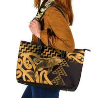 Humpback Whale Matariki New Zealand Leather Tote Bag NZ Maori Paikea Poutama Luxury Gold
