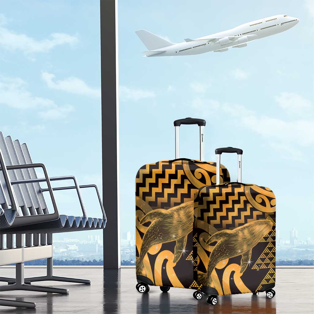 Humpback Whale Matariki New Zealand Luggage Cover NZ Maori Paikea Poutama Luxury Gold
