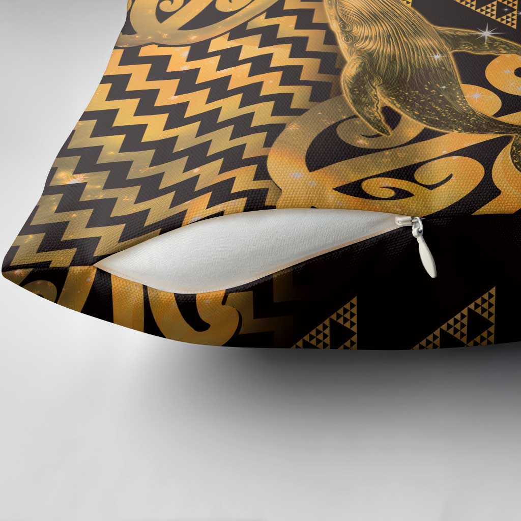 Humpback Whale Matariki New Zealand Pillow Cover NZ Maori Paikea Poutama Luxury Gold