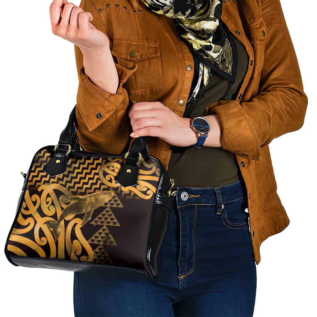 Humpback Whale Matariki New Zealand Shoulder Handbag NZ Maori Paikea Poutama Luxury Gold