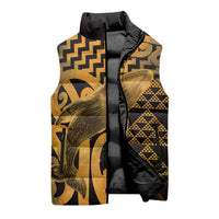 Humpback Whale Matariki New Zealand Sleeveless Puffer Jacket NZ Maori Paikea Poutama Luxury Gold