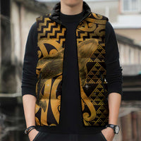 Humpback Whale Matariki New Zealand Sleeveless Puffer Jacket NZ Maori Paikea Poutama Luxury Gold