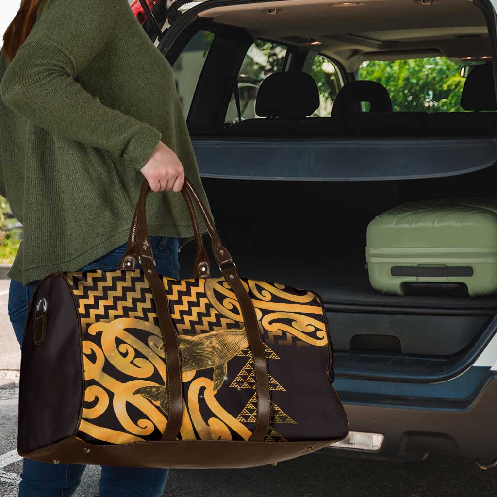 Humpback Whale Matariki New Zealand Travel Bag NZ Maori Paikea Poutama Luxury Gold