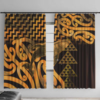 Humpback Whale Matariki New Zealand Window Curtain NZ Maori Paikea Poutama Luxury Gold LT14 With Hooks Gold - Polynesian Pride