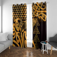 Humpback Whale Matariki New Zealand Window Curtain NZ Maori Paikea Poutama Luxury Gold LT14 With Grommets Gold - Polynesian Pride