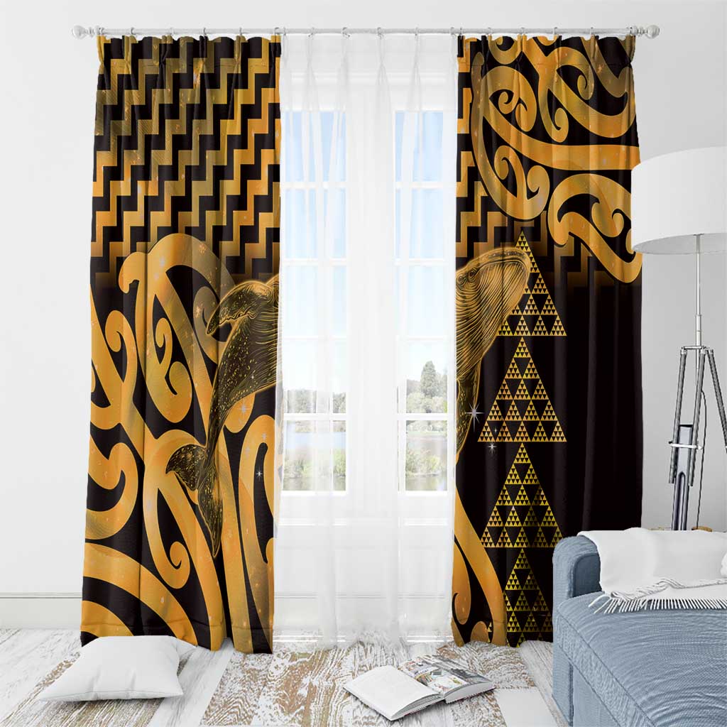 Humpback Whale Matariki New Zealand Window Curtain NZ Maori Paikea Poutama Luxury Gold LT14 - Polynesian Pride