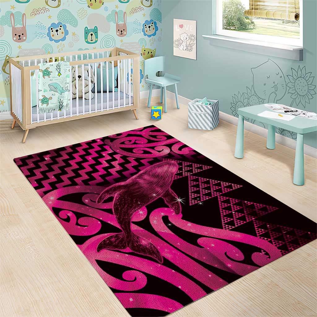 Humpback Whale Matariki New Zealand Area Rug NZ Maori Paikea Poutama Luxury Pink