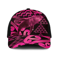 Humpback Whale Matariki New Zealand Baseball Net Cap NZ Maori Paikea Poutama Luxury Pink LT14 One Size Black Pink - Polynesian Pride