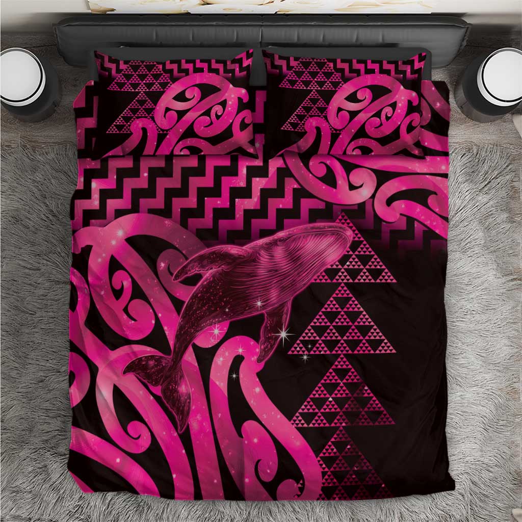 Humpback Whale Matariki New Zealand Bedding Set NZ Maori Paikea Poutama Luxury Pink LT14 Pink - Polynesian Pride