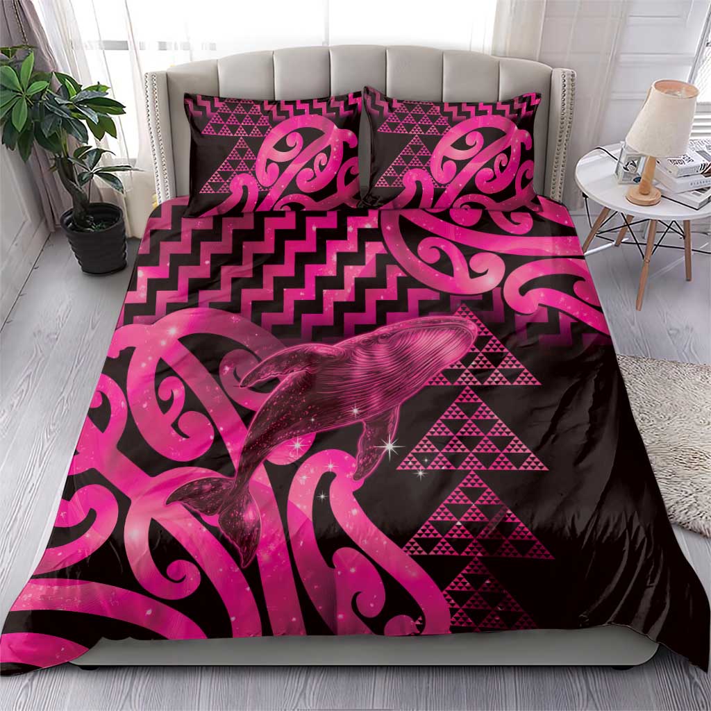 Humpback Whale Matariki New Zealand Bedding Set NZ Maori Paikea Poutama Luxury Pink LT14 - Polynesian Pride