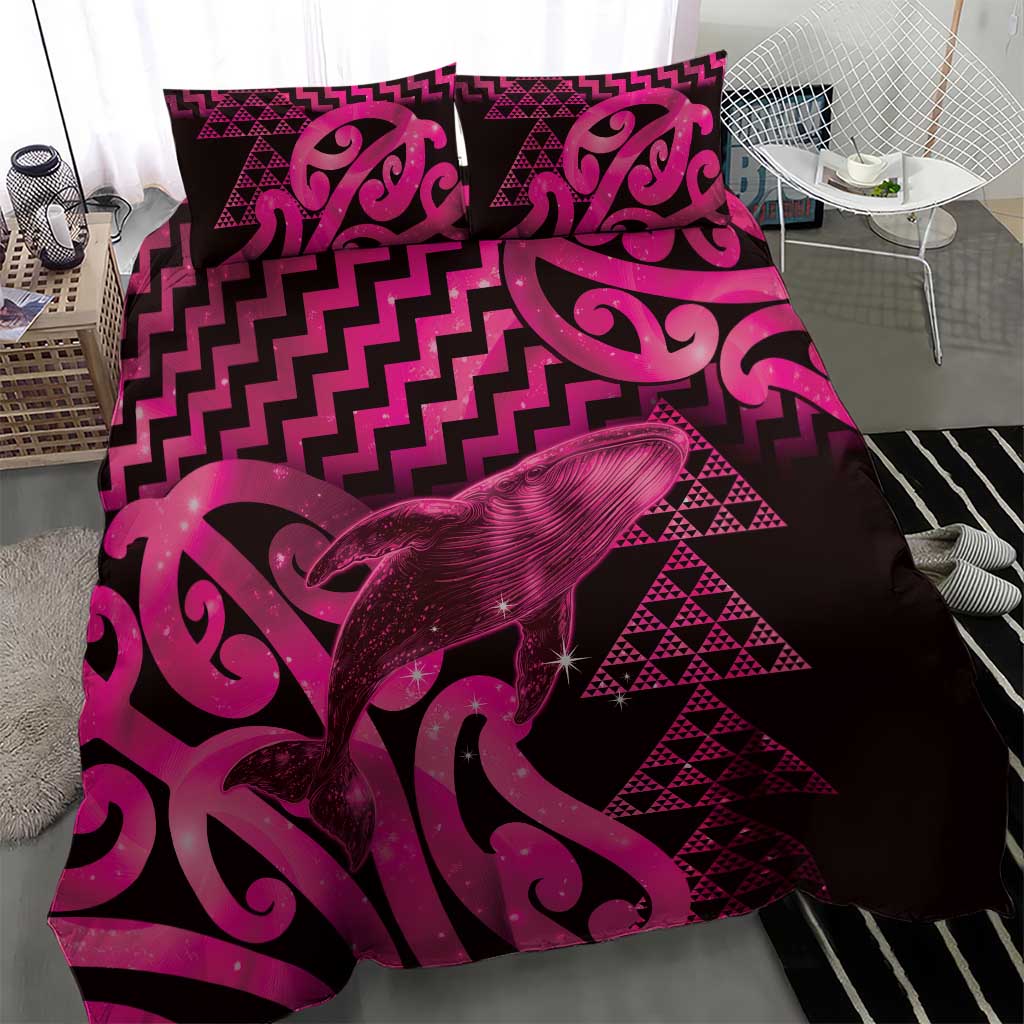 Humpback Whale Matariki New Zealand Bedding Set NZ Maori Paikea Poutama Luxury Pink LT14 - Polynesian Pride