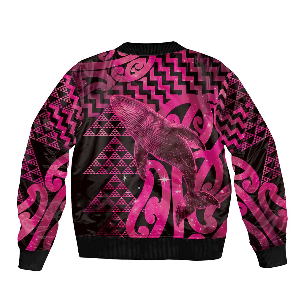 Humpback Whale Matariki New Zealand Bomber Jacket NZ Maori Paikea Poutama Luxury Pink