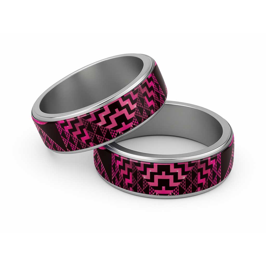 Humpback Whale Matariki New Zealand Classic Ring NZ Maori Paikea Poutama Luxury Pink LT14 Sliver Pink - Polynesian Pride