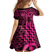 Humpback Whale Matariki New Zealand Family Matching Off Shoulder Short Dress and Hawaiian Shirt NZ Maori Paikea Poutama Luxury Pink