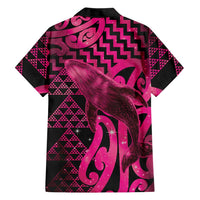 Humpback Whale Matariki New Zealand Family Matching Off Shoulder Short Dress and Hawaiian Shirt NZ Maori Paikea Poutama Luxury Pink