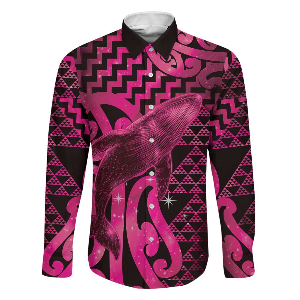 Humpback Whale Matariki New Zealand Family Matching Off Shoulder Short Dress and Hawaiian Shirt NZ Maori Paikea Poutama Luxury Pink