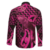 Humpback Whale Matariki New Zealand Family Matching Off Shoulder Short Dress and Hawaiian Shirt NZ Maori Paikea Poutama Luxury Pink