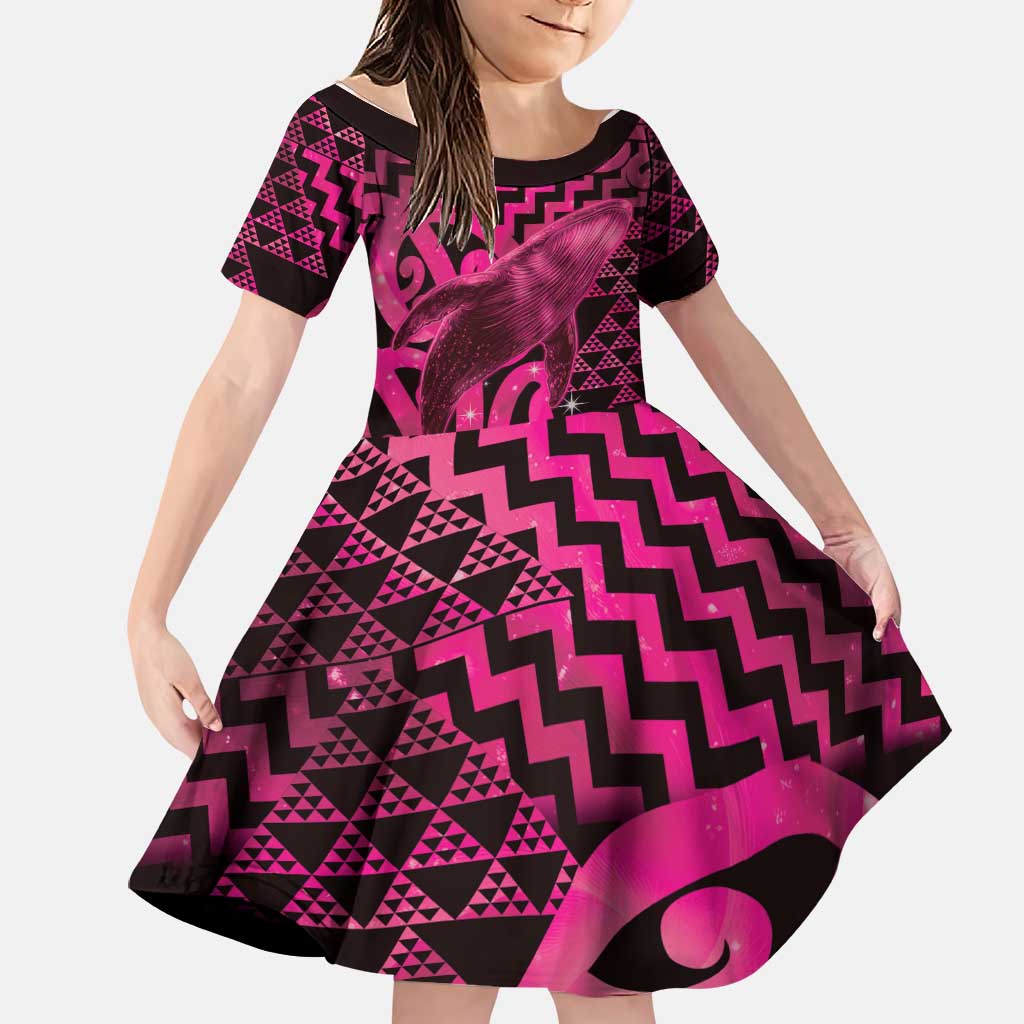 Humpback Whale Matariki New Zealand Family Matching Tank Maxi Dress and Hawaiian Shirt NZ Maori Paikea Poutama Luxury Pink