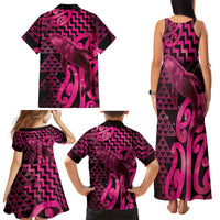Humpback Whale Matariki New Zealand Family Matching Tank Maxi Dress and Hawaiian Shirt NZ Maori Paikea Poutama Luxury Pink