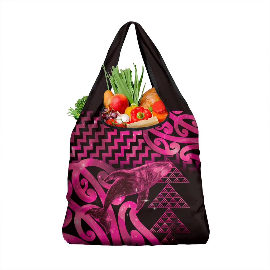 Humpback Whale Matariki New Zealand Grocery Bag NZ Maori Paikea Poutama Luxury Pink