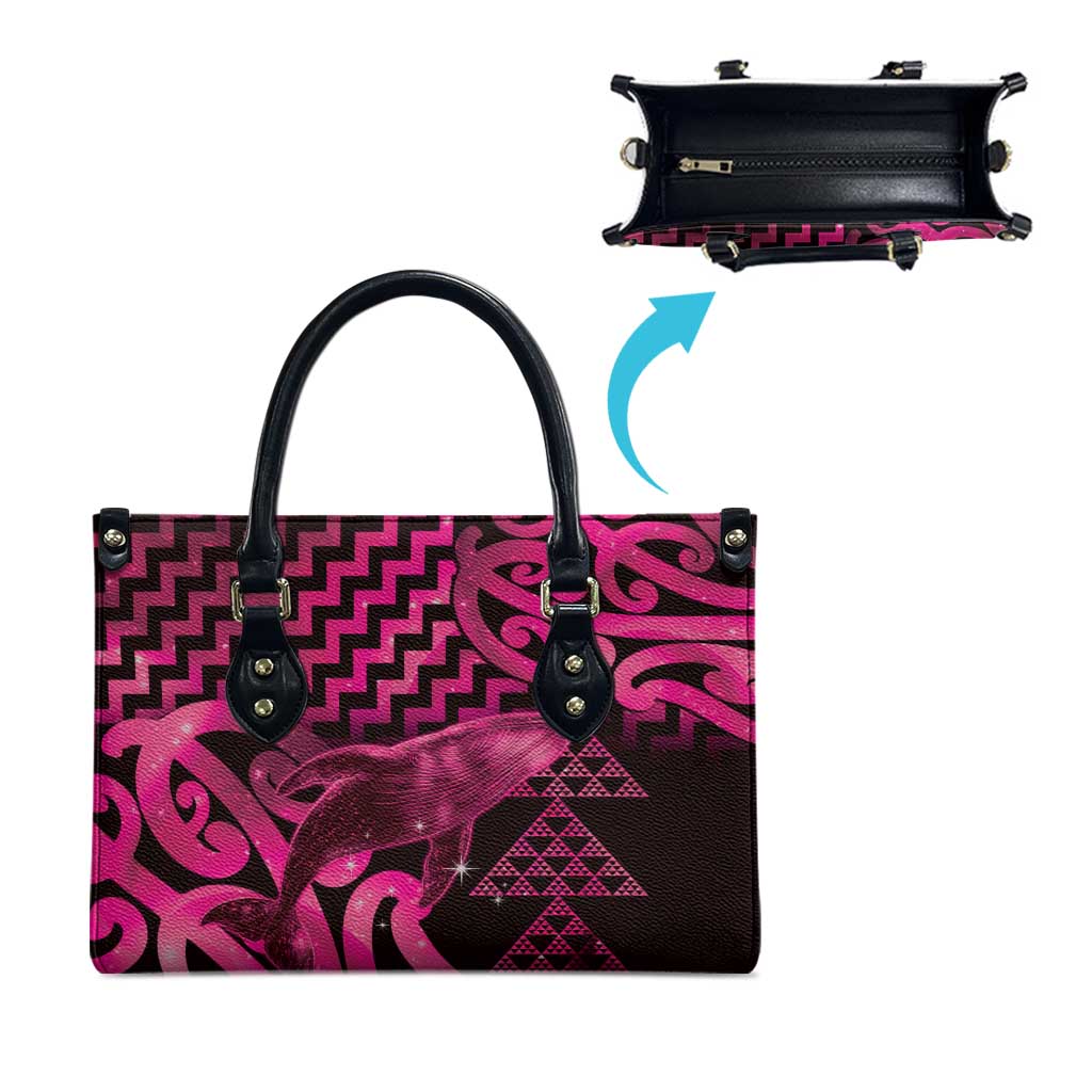 Humpback Whale Matariki New Zealand Leather Bag NZ Maori Paikea Poutama Luxury Pink