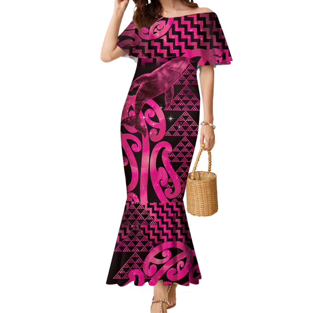 Humpback Whale Matariki New Zealand Mermaid Dress NZ Maori Paikea Poutama Luxury Pink