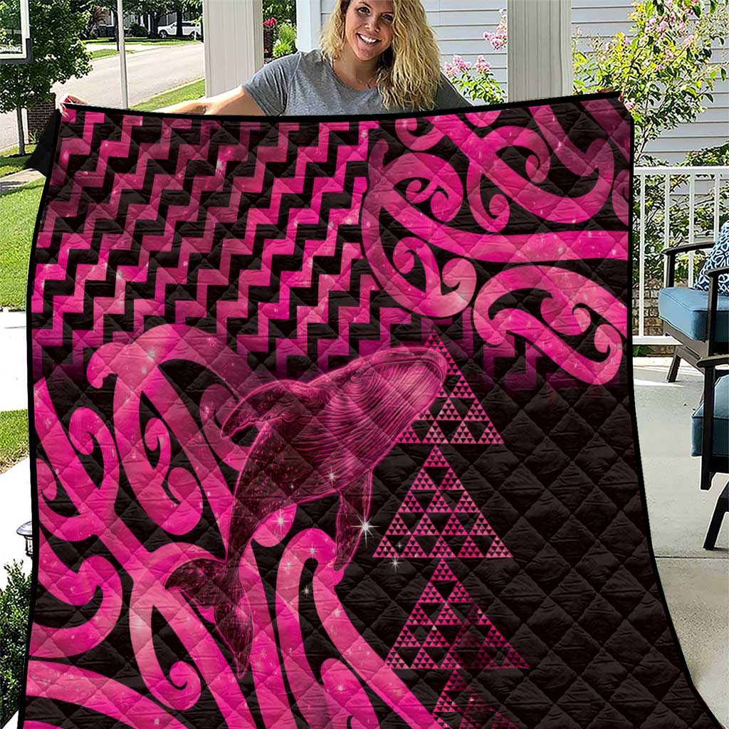 Humpback Whale Matariki New Zealand Quilt NZ Maori Paikea Poutama Luxury Pink