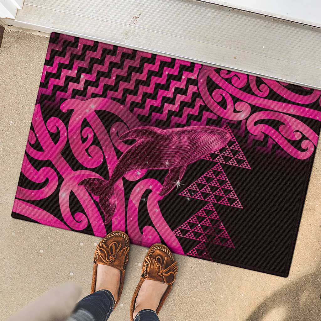 Humpback Whale Matariki New Zealand Rubber Doormat NZ Maori Paikea Poutama Luxury Pink LT14 - Polynesian Pride