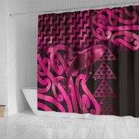 Humpback Whale Matariki New Zealand Shower Curtain NZ Maori Paikea Poutama Luxury Pink