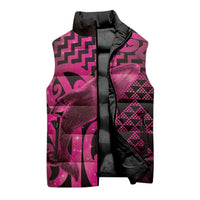 Humpback Whale Matariki New Zealand Sleeveless Puffer Jacket NZ Maori Paikea Poutama Luxury Pink