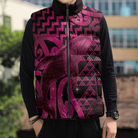 Humpback Whale Matariki New Zealand Sleeveless Puffer Jacket NZ Maori Paikea Poutama Luxury Pink