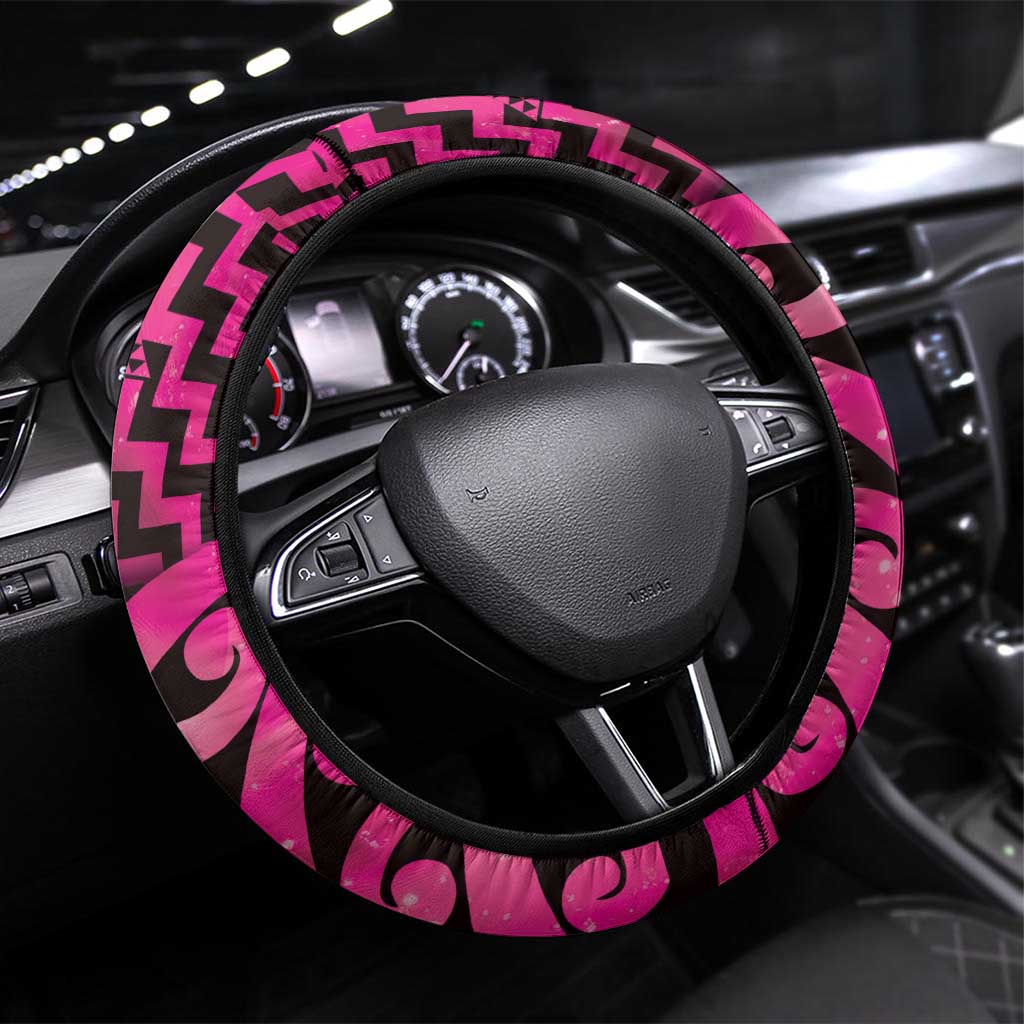 Humpback Whale Matariki New Zealand Steering Wheel Cover NZ Maori Paikea Poutama Luxury Pink