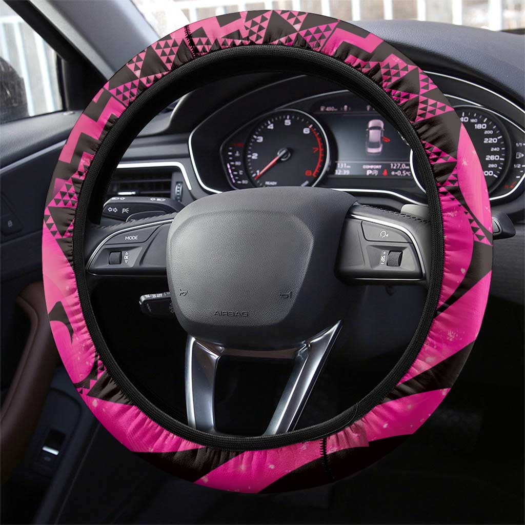 Humpback Whale Matariki New Zealand Steering Wheel Cover NZ Maori Paikea Poutama Luxury Pink