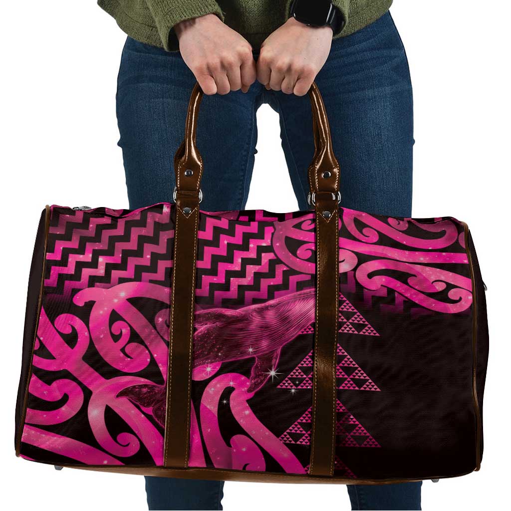 Humpback Whale Matariki New Zealand Travel Bag NZ Maori Paikea Poutama Luxury Pink