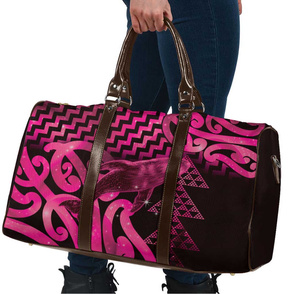 Humpback Whale Matariki New Zealand Travel Bag NZ Maori Paikea Poutama Luxury Pink