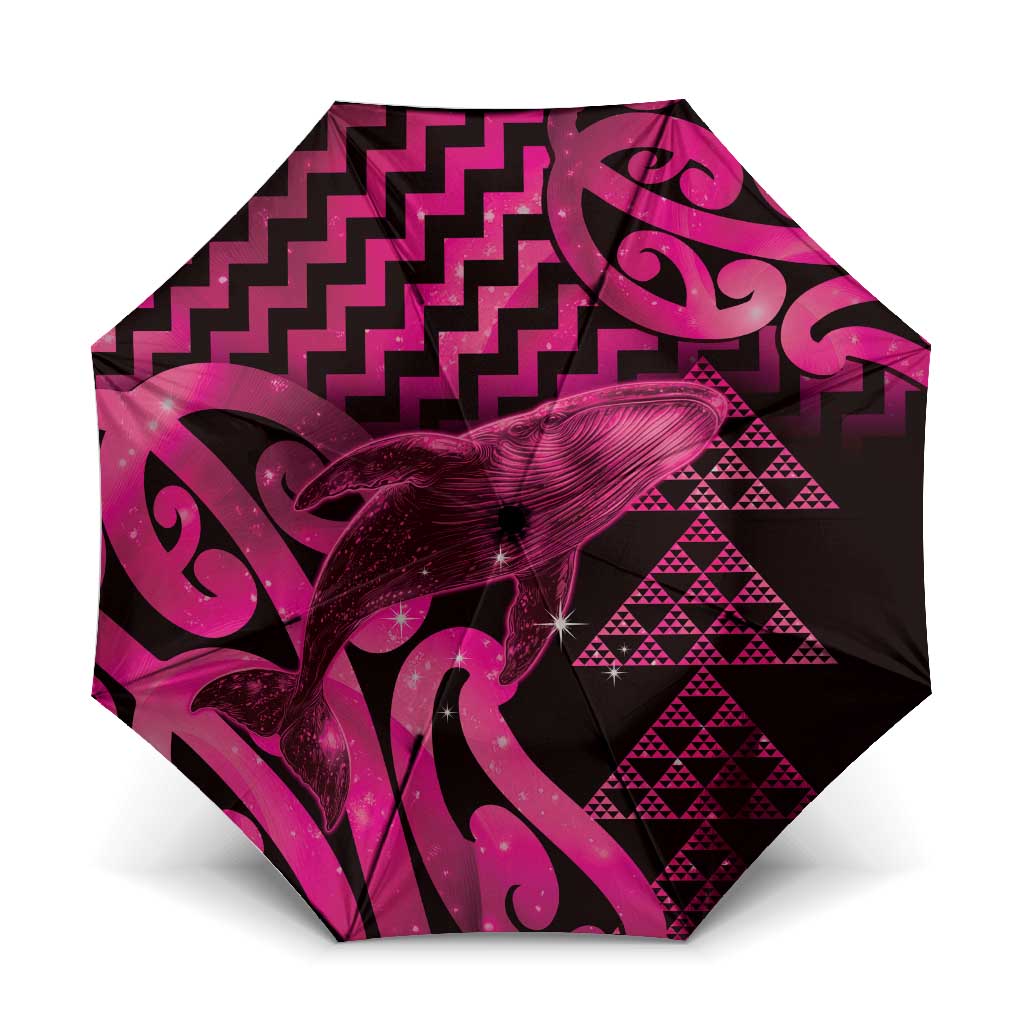 Humpback Whale Matariki New Zealand Umbrella NZ Maori Paikea Poutama Luxury Pink