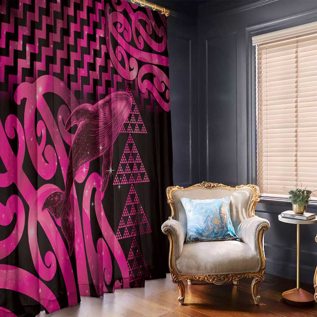 Humpback Whale Matariki New Zealand Window Curtain NZ Maori Paikea Poutama Luxury Pink