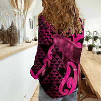 Humpback Whale Matariki New Zealand Women Casual Shirt NZ Maori Paikea Poutama Luxury Pink